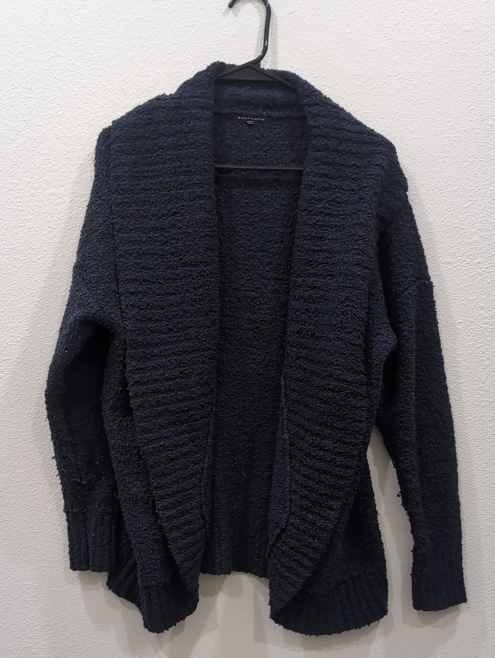 Staccato Navy Bouclé Open-Front Cardigan Sweater